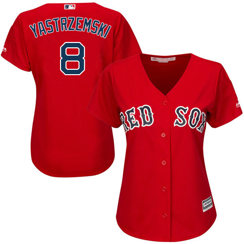 Women's Majestic Boston Red Sox #8 Carl Yastrzemski Authentic Re